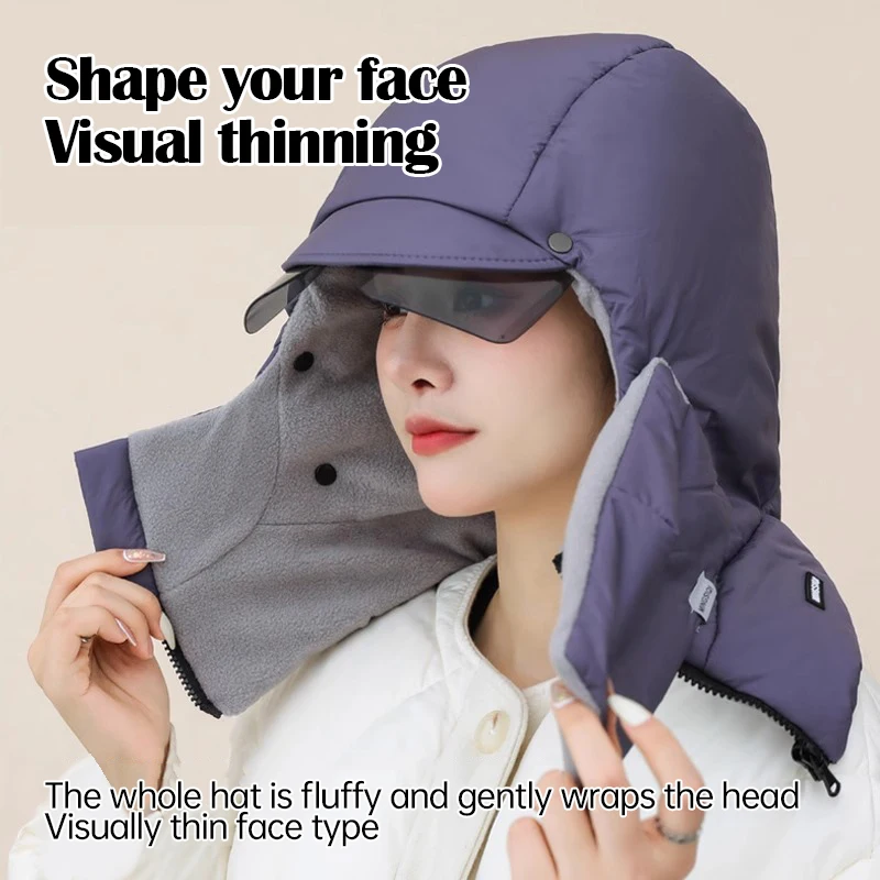 Winter Warm Cycling Cap Men Bicycle Motorcycle Balaclava Windproof Sports Scarf Velvet Face Cover Women Ski Hat With Glasses