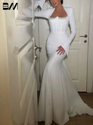 Modern Sweetheart Neck Bride Dresses Simple Mermaid Court Train Long Sleeve Wedding Dress Customized For Women Vestido De Novia