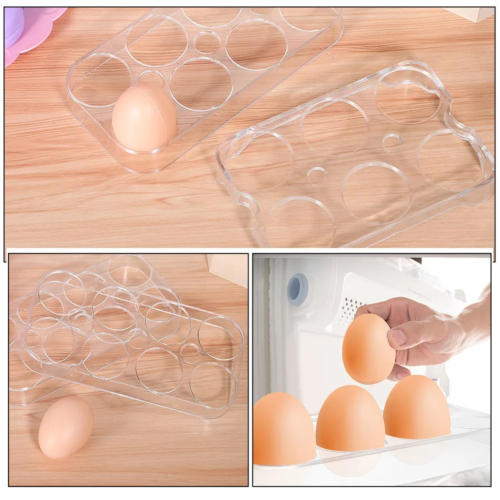 2Pcs Plastic Egg Rack Tray for Refrigerator Side Door Egg Organizer Holder Storage Container Freezer Baskets for Chest Freezers