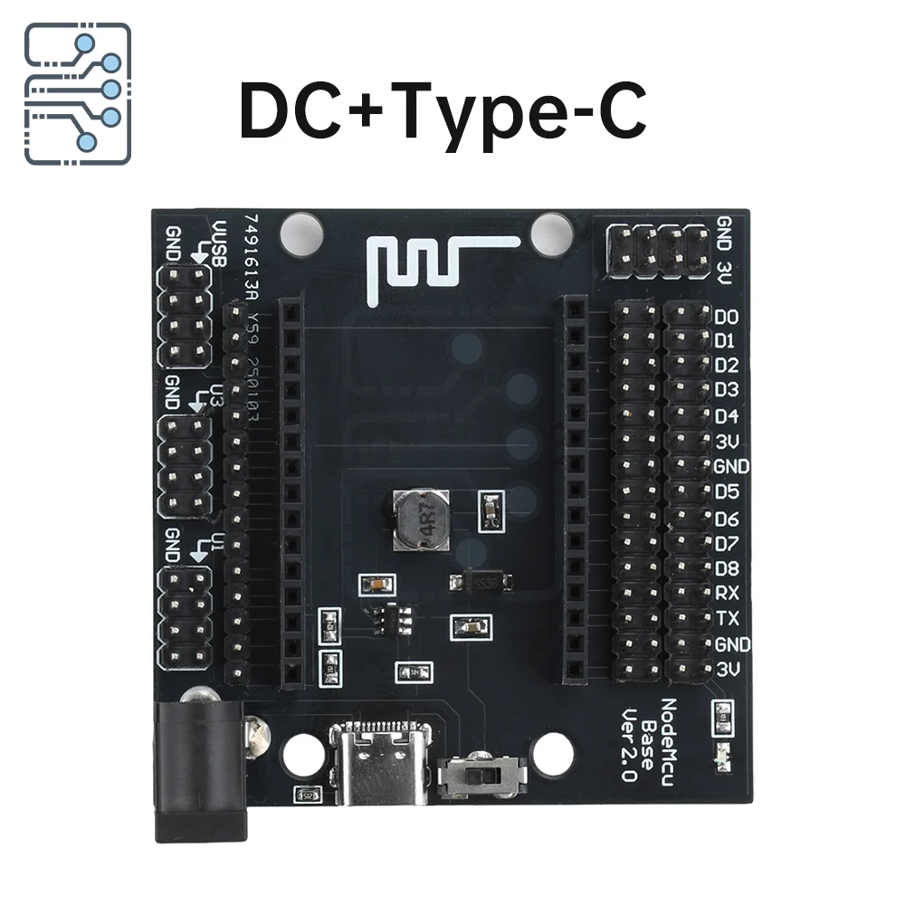 Dc+Type-C Expansion Board Esp8266 Wifi Development Board Expansion Board Compatible With Nodemcu Lua V3 Iot Development Board