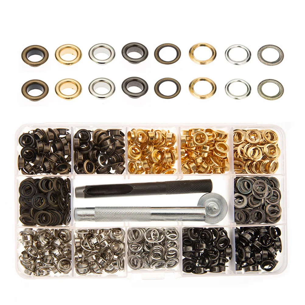 1 Kotak Perlengkapan Alat Grommet Logam untuk Tali Sepatu, Pakaian, Kerajinan Tangan, Perlengkapan Kerajinan