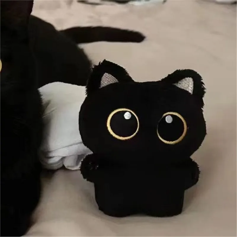 10 cm mignon chat noir en peluche poupée petit pendentif câlin oreiller coussin Ins chat noir en peluche poupée pour garçon fille cadeaux d'anniversaire