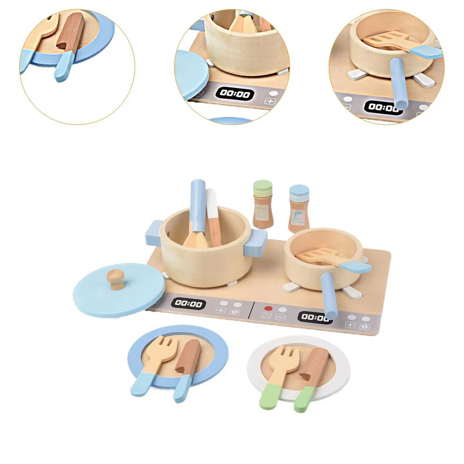 Simulazione in miniatura cucina giocattolo cucina padella Playset simulazione prescolare bambini finta gioca giocattolo in legno regalo modello fai da te