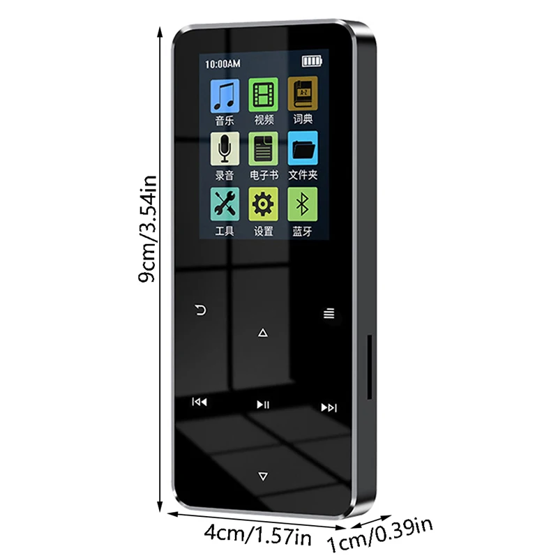 1Pc MP3/MP4 Player With Bluetooth Built-in Speaker Touch Key FM Radio Video Player 1.8 Inch Metal Hifi Player Walkman