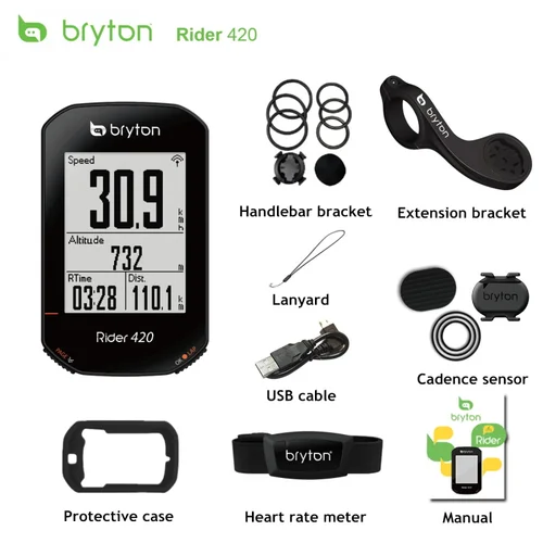 Bryton 라이더 420 GPS 사이클링 컴퓨터 사용 가능 자전거 라이더 420t 420e 커버 케이스, 방수 무선 속도계, 새로운 2023