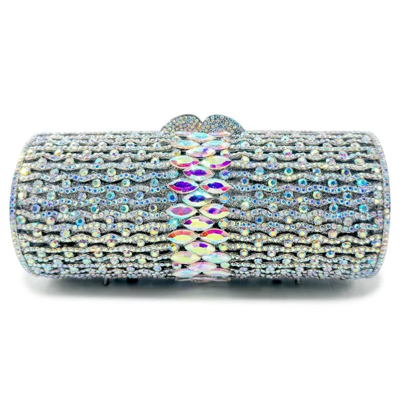 Luxury Pink Bow Rhinestone Evening Clutch for Women, Sparkling Crystal Formal Party Wedding Purse Handbag