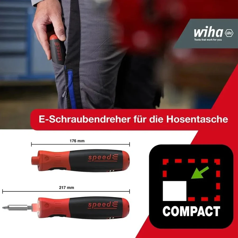 WIHA 45791 35-in-1 Cordless Electric Screwdriver Set with 31 Bits & Bit Storage Box & Storage Bag & Type-C Charging Cable&Handle