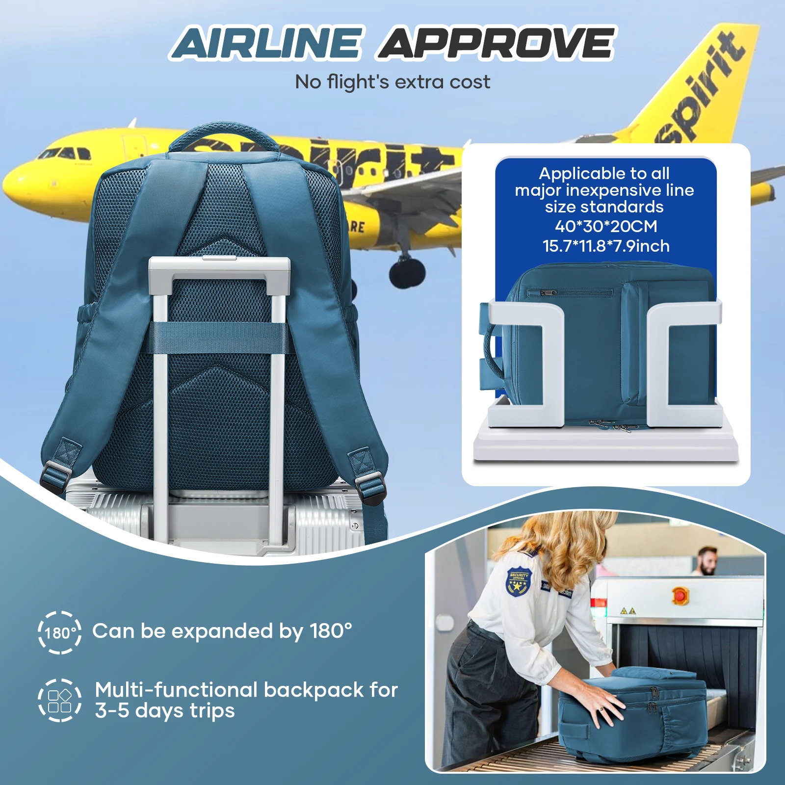 Ryanair Hand Luggage 40x30x20 Travel Backpack，Vacuum Backpack With Pump Wizzair Airplane Cabin Backpack for Women Men Laptop Bag view 6