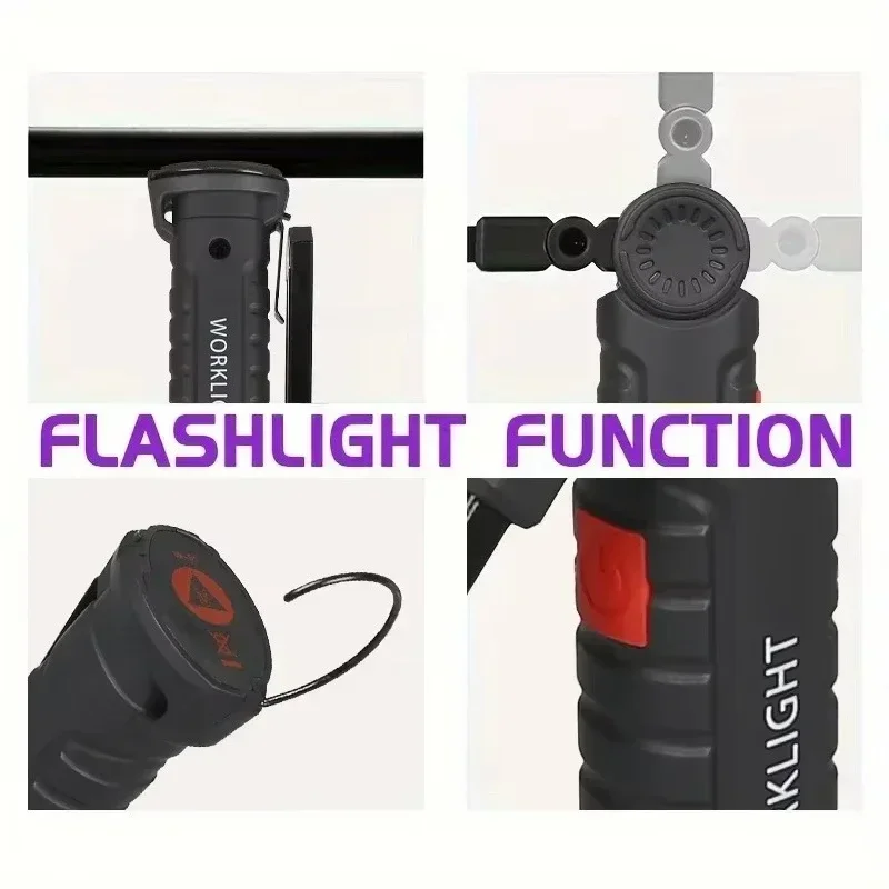 Lampe de poche UV à Base magnétique, 3 Modes de couleur, charge de Type C, construction compacte nominale IPX4 pour l'inspection extérieure, lampe de poche UV