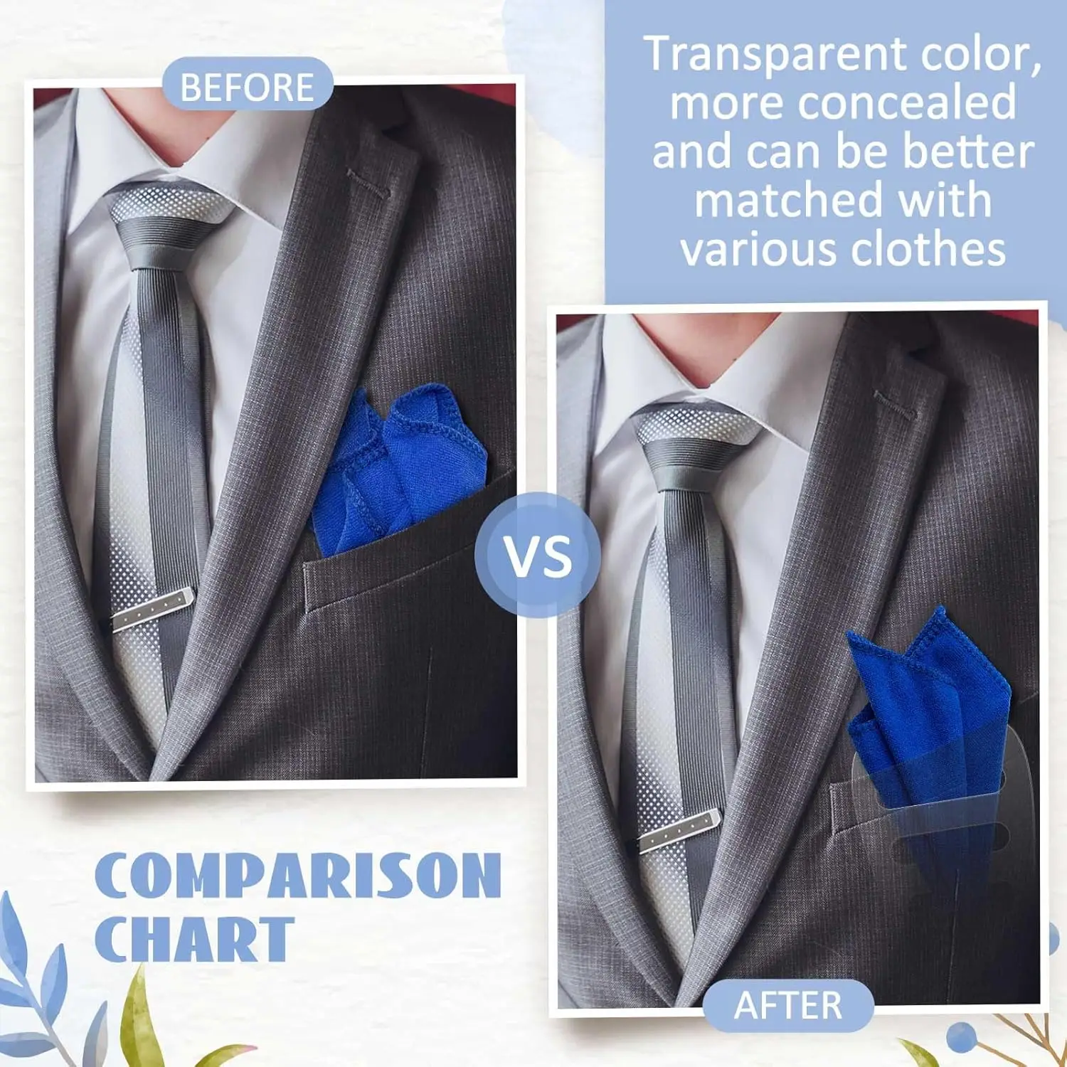 حامل مربع للجيب غير مرئي للرجال، منظم مربع للجيب الأسود، ملحقات Tux للسترات الرجالية