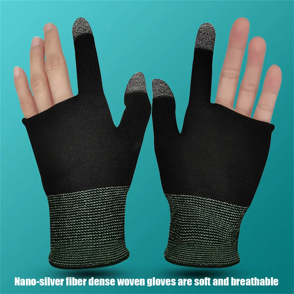 1 Pair 2-finger Gaming Gloves Breathable Anti-sweat Compatible For Pubg Gaming Eat Chicken Touch-screen Fingertips