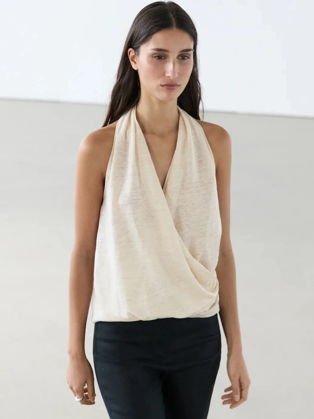 Casual Style Women's Cotton Blend Sleeveless Cross over Top Breathable Comfortable Fit for Young Women Summer Season 2
