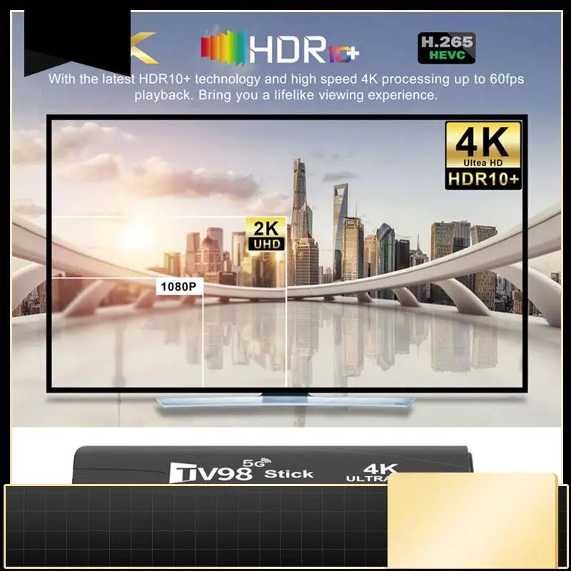 

1 шт. TV98 TV STICK 1G+8G Android 12.1 2.4G 5G Wi-Fi Android Smart TV BOX 4K 60Fps Set Top Box (вилка Великобритании)-N33R