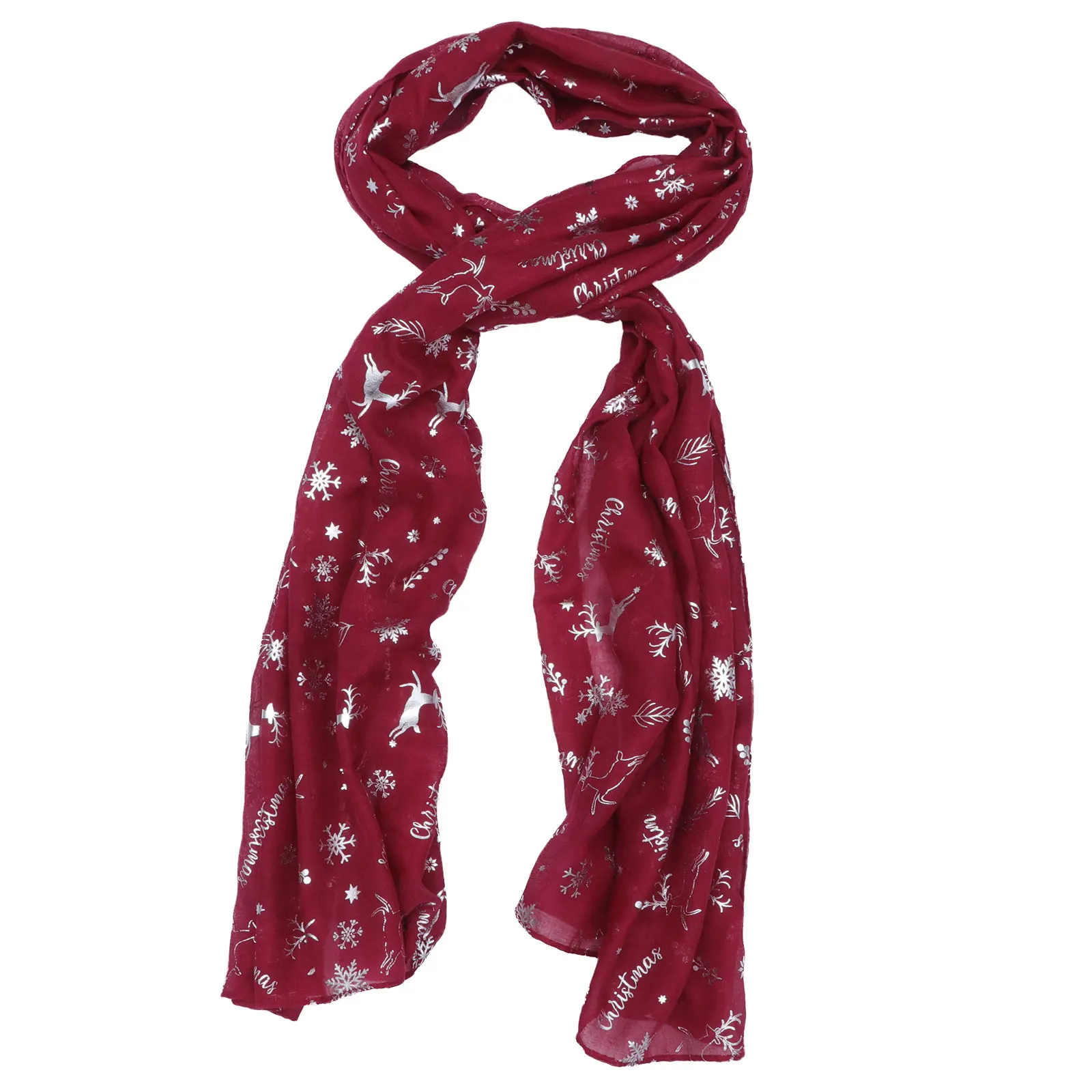 

Snowflake Printed Scarf Elegant Thin Silver Polyester Women Shawl Holiday Gift Xmas Christmas Neck Wrap Lightweight Accessories