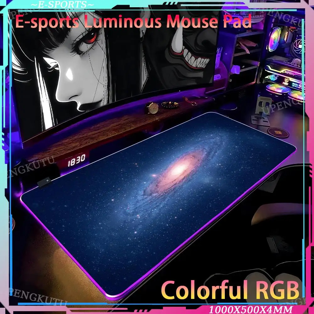 

Luminous desk pad Mouse Keyboard accessories 1000x500x4mm s_space_art Pad Computer desk accessories RGB game pad