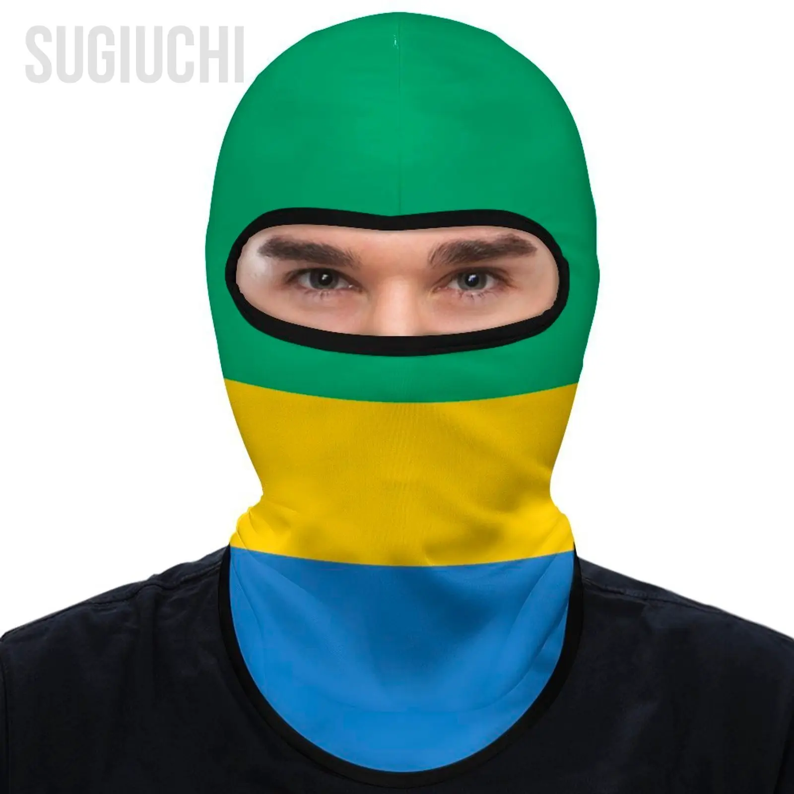 

Флаг Габона, уличный крутой солнцезащитный крем, мотоциклетная маска для лица, мотобайкерская ветровая кепка, маска, стопор, ветрозащитный головной убор для езды на велосипеде