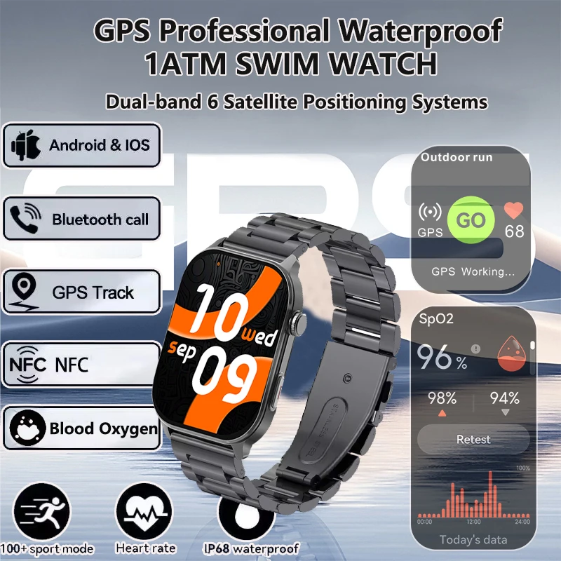 

2025 New GPS Smart Watch AMOLED 2.01-inch Bluetooth Call Heart Rate and Blood Oxygen Monitoring 3ATM Waterproof Smartwatches