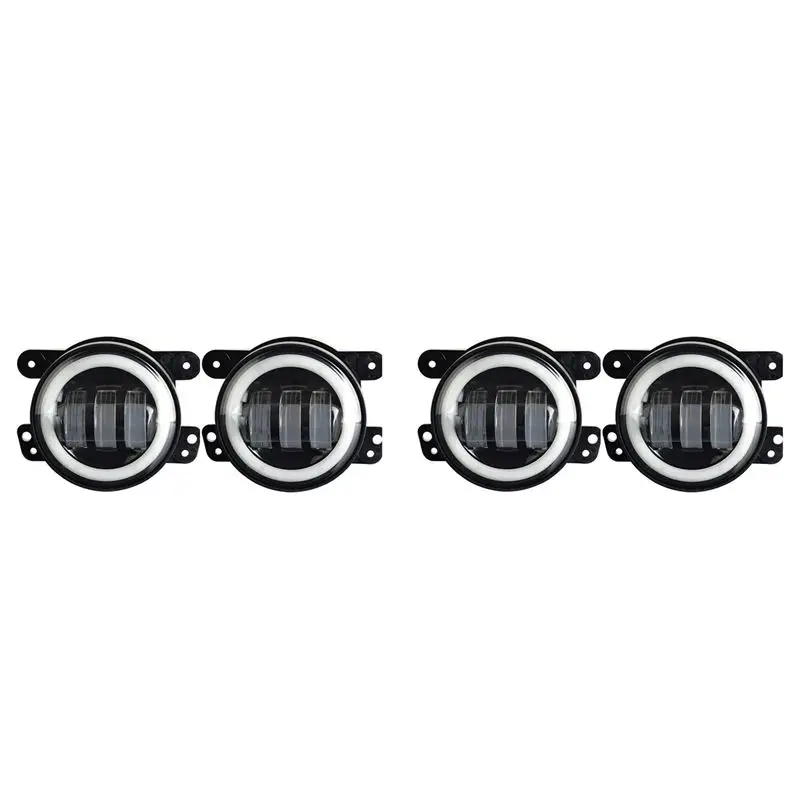 

2Pcs 4 Inch Angel Eyes LED Fog Light Car Front Foglight 15000LM Replacement Auto Lamp DRL Driving Fog Lamp For Offroad