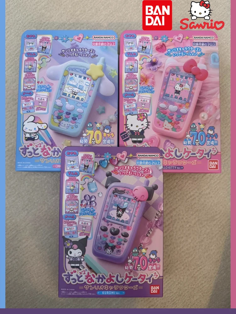 

Оригинальная электронная игрушка-питомец Bandai Sanrio в форме телефона: Hello Kitty, Kuromi, Cinnamoroll, с цветным экраном, коллекционная игрушка-тамагочи