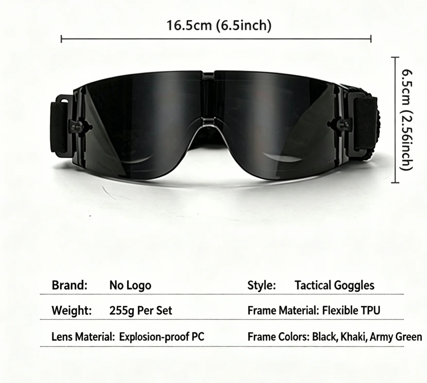 Tactical Goggles Set, 3 Interchangeable Lenses, Outdoor Military CS Impact‑Resistant Protective Gear for Cycling & Outdoor Sport