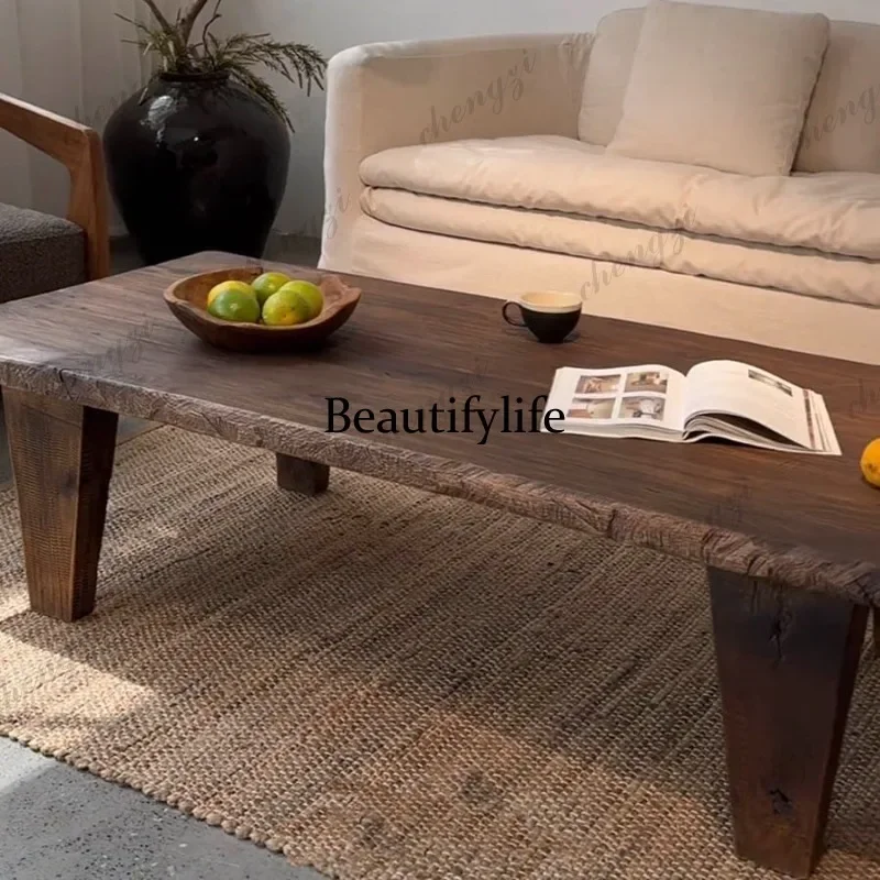Z138 Old wood living room coffee table Solid wood tea table B & B antique coffee table Tea table, wabi-sabi furniture