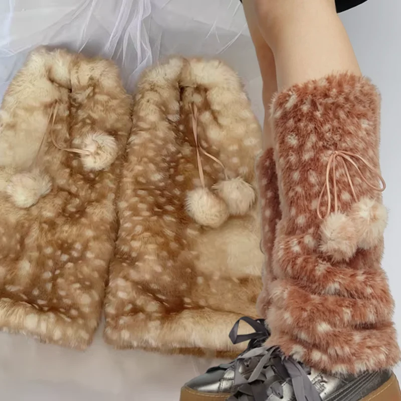 

Зимние плюшевые гетры из искусственного меха с оленями, кавайные меховые сапоги, носки, сказочные высокие сапоги для косплея, носки, костюм для выступлений