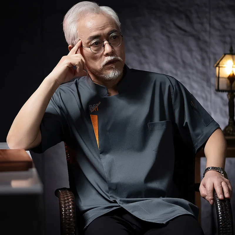 ホテルレストラン厨房作業服半袖シェフジャケットベーカリーペストリーシェフサマーホワイトキッチンコート