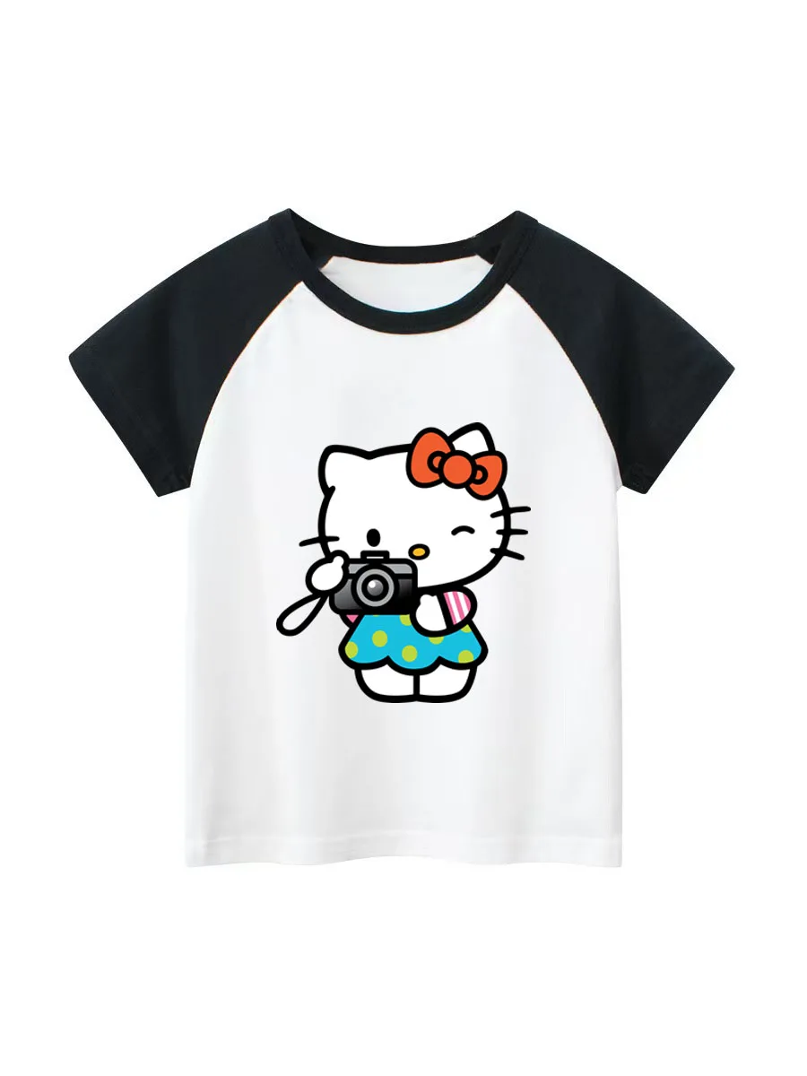 

Cute Sanrio Clothing Summer Fashion Hello Kitty Cotton T-shirt for Baby Girls Cartoon T-shirt for Baby Girls Short Sleeved Casua