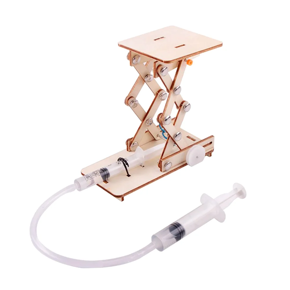 Lifts DIY Hydraulic Model Assembly Toy Kids Science Experiment Kit Toys Wooden Elevator Machines Child Childrens Children’s