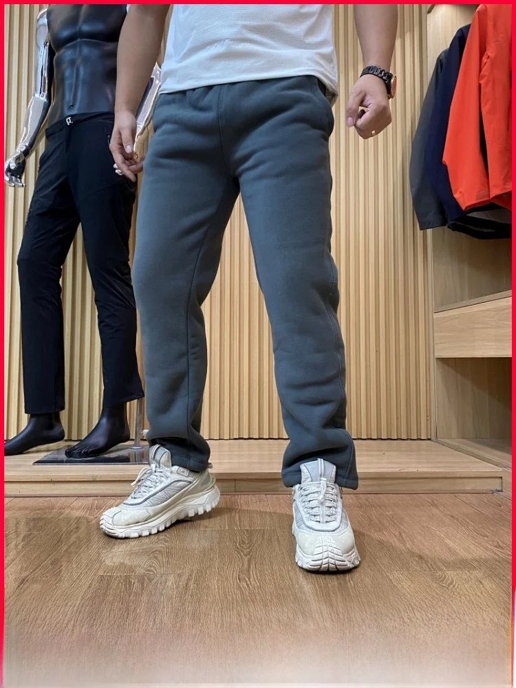 Thiened Fce Outdoor Men's Casual Pants Autumn Winter Warm Soft Comfortable Long Trousers Faionable Straight Leg Pants