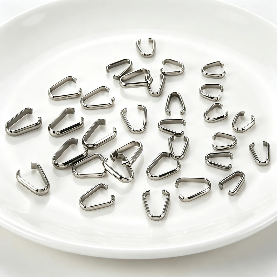 100Pcs Stainless Steel U Shaped Square Pendant Bail Clasps Hypoallergenic Connectors For DIY Charms Necklace Jewelry Findings