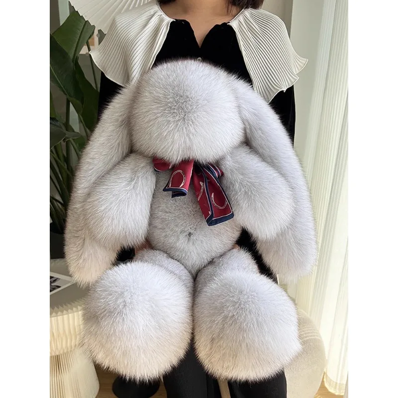 

Light luxury extra large cute fur rabbit doll real hair doll long-eared rabbit
