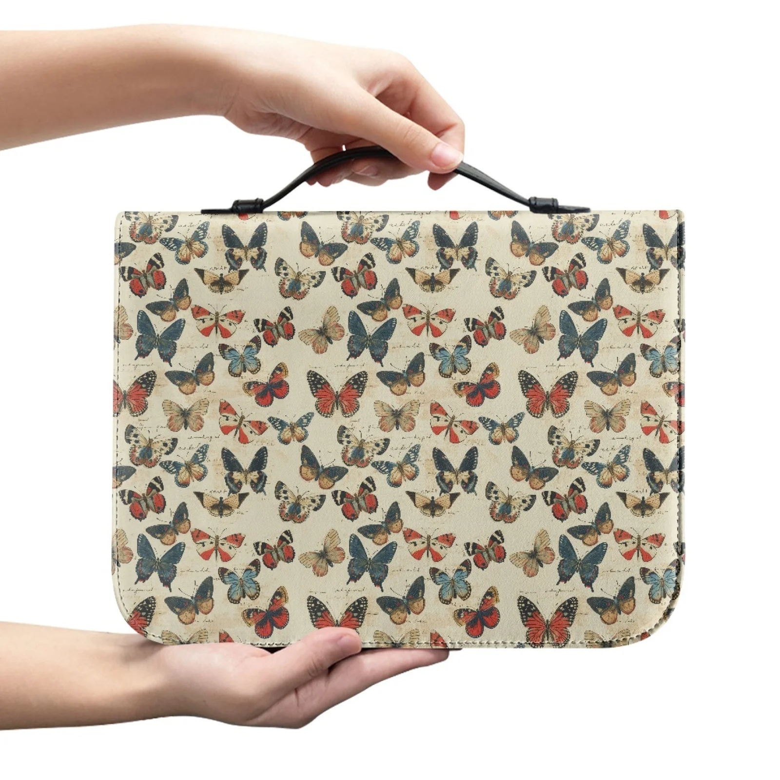 XIXIRIMIDO Butterflies Bible Carrying Case PU Leather Large Capacity Bible Tote Bag for Church 2026 Collection