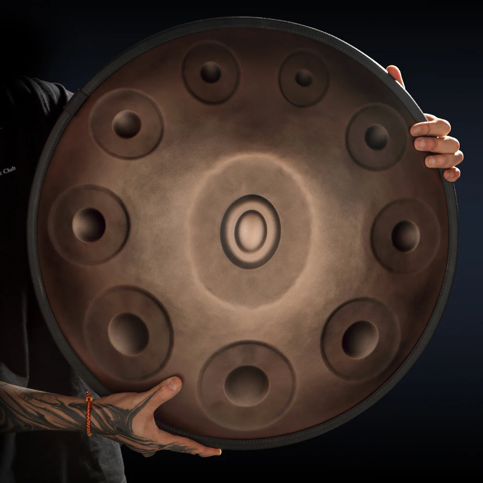 Hluru Handpan 440HZ Pantam Drum 9 Notes D Minor 22 Inch Glucophone Nitriding Hand pan Drum Yoga Meditation Drum Musical