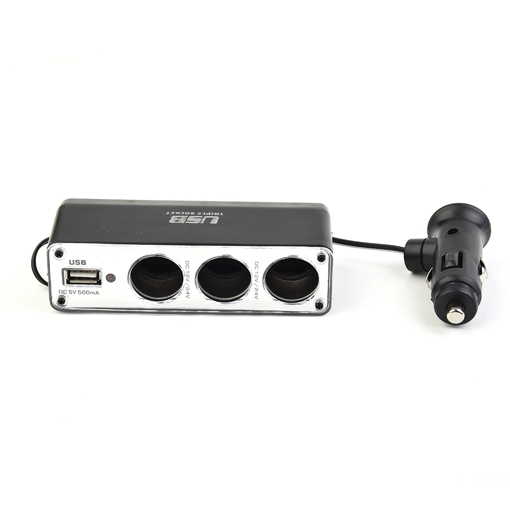 For Digital Camera For MP3/MP4 Player Charger Adapter Triple Splitter 5A/250V ABS Accessories Black Lightweight
