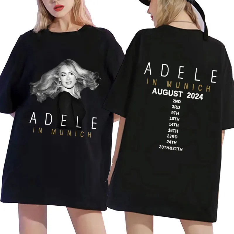 2024 Adele in Munich Tour August Graphic T-shirt Men Women Trendy Summer T Shirt Popular Oversized Cotton Casual Tees Streetwear