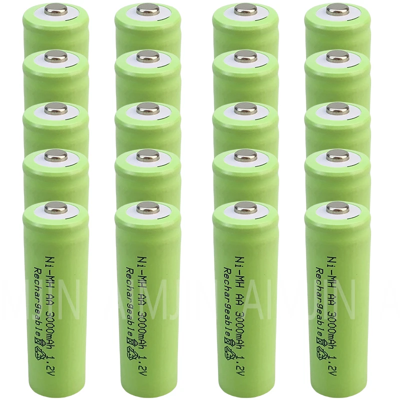 AA 1.2V 3000mAh NiMH 1.2V Rechargeable Batteries Green Battery Garden Solar Lamp LED Flashlight Lantern Lamp Torch