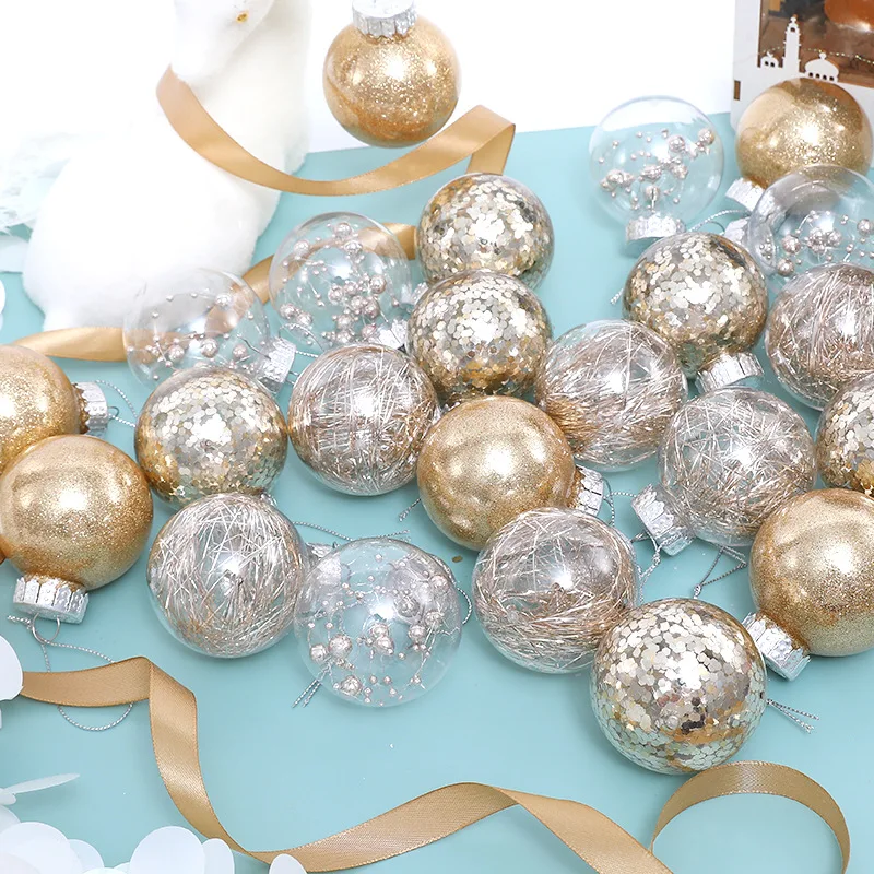 Neue 24 teile/los 8 cm Farbe Dekoration Ball Weihnachten Baum Hängen Ornamente Glänzende Flitter Ball Für Home House Bar party Decor – Detail 20