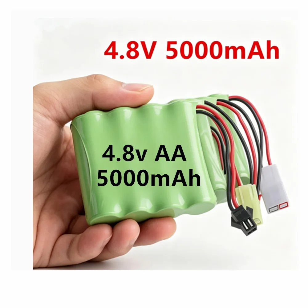 Pack de batteries rechargeables NiMH AA 4.8v 5000mah, pour jouets RC, outils électriques, voitures RC, pack de batteries 4.8v, prise SM/JST/Tamiya
