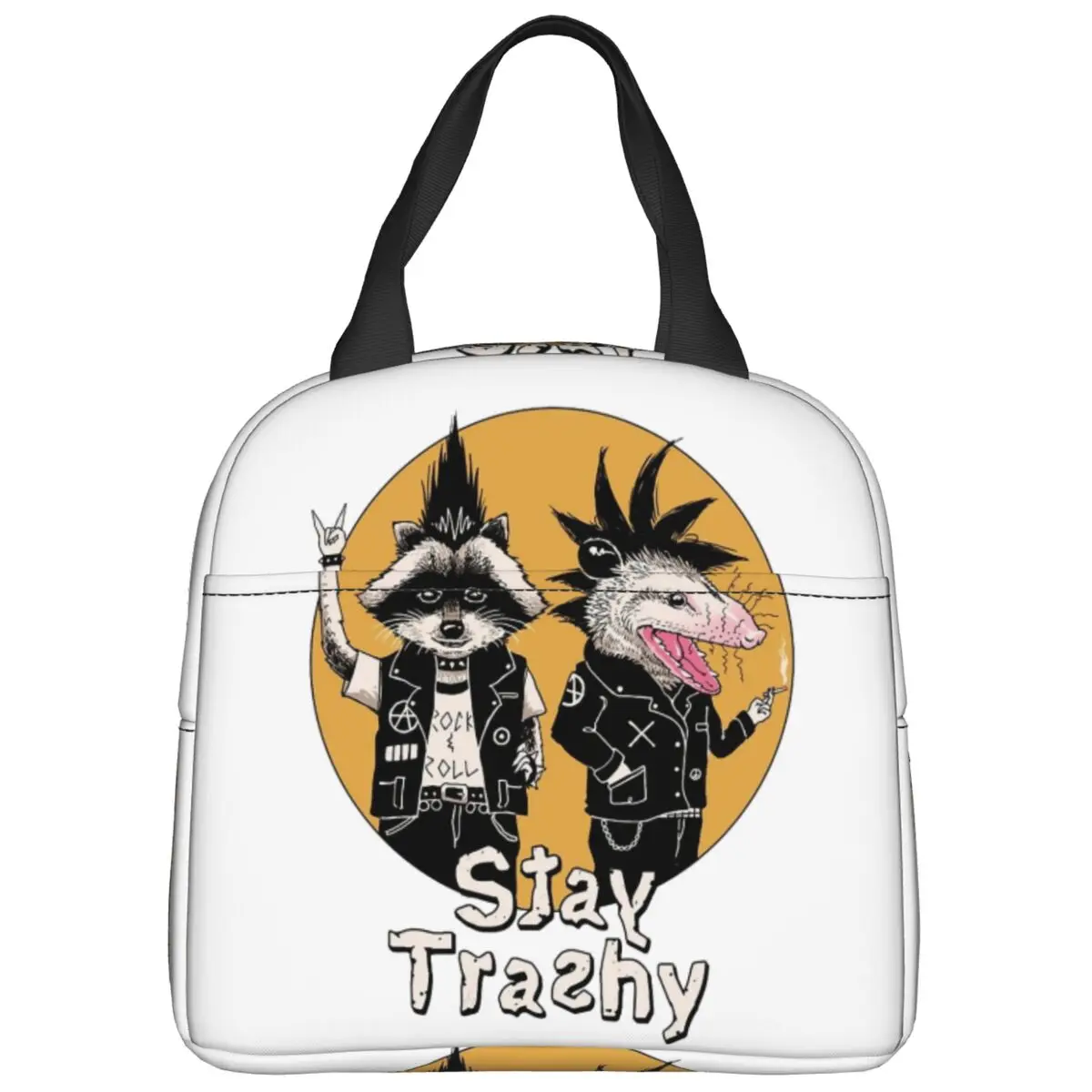 Lunch Bags Stay Trashy Raccoon Possum Insulated Cooler Portable Picnic Opossum Raccoons Trash Life Canvas Tote Food Storage Bags