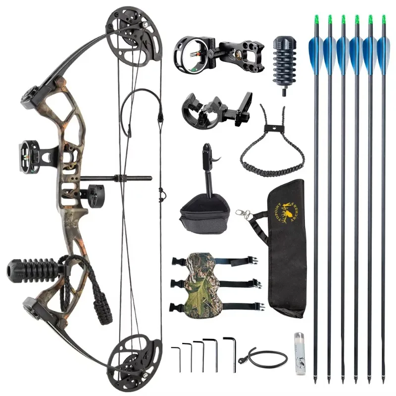 Junior Compound Pulley Bow Set, Children's Entry Adjustable Pounds, A Full Set of Outdoor Shooting Range Archery Equipment