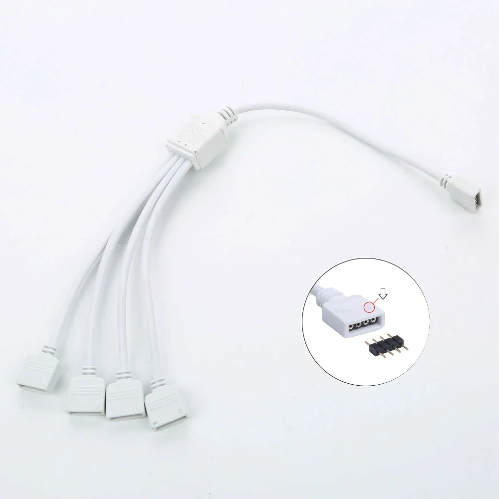 Conector de Cable divisor RGB de 4 pines, Cable conector de iluminación de 1 a 2, 3, Cable de extensión de 4 vías, línea de extensión de divisor LED en forma de Y