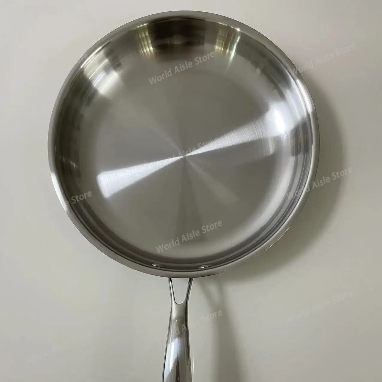 304 Stainless Steel Frying Pan - Coating-Free, Three-Ply, Non-Stick, Gas & Induction Compatible, Steak and Egg Ideal