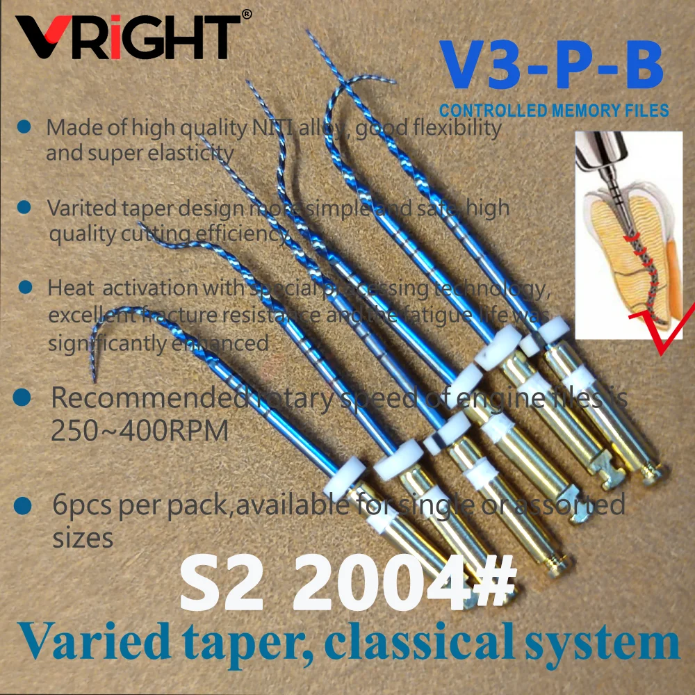 6pcs/Box SX-F3 31/25mm S2Dental Heat Activated Canal Root Files Niti File Can Bend for Preparing Endodoncia Treatment Endomotor