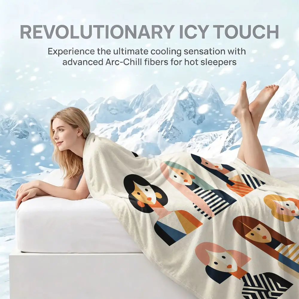 Cooling Blanket Summer Cooling Throw 1pc Set Digital Printed Bed Sheet Set Ice Cool Touch Moisture Wicking Breathable Air Condit