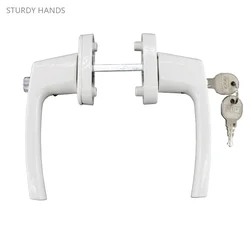 1 Set of Zinc Alloy Plastic Steel Door Lock Flat Open Double Sided with Safety Pull Handle Lock and Key Hardware Accessories
