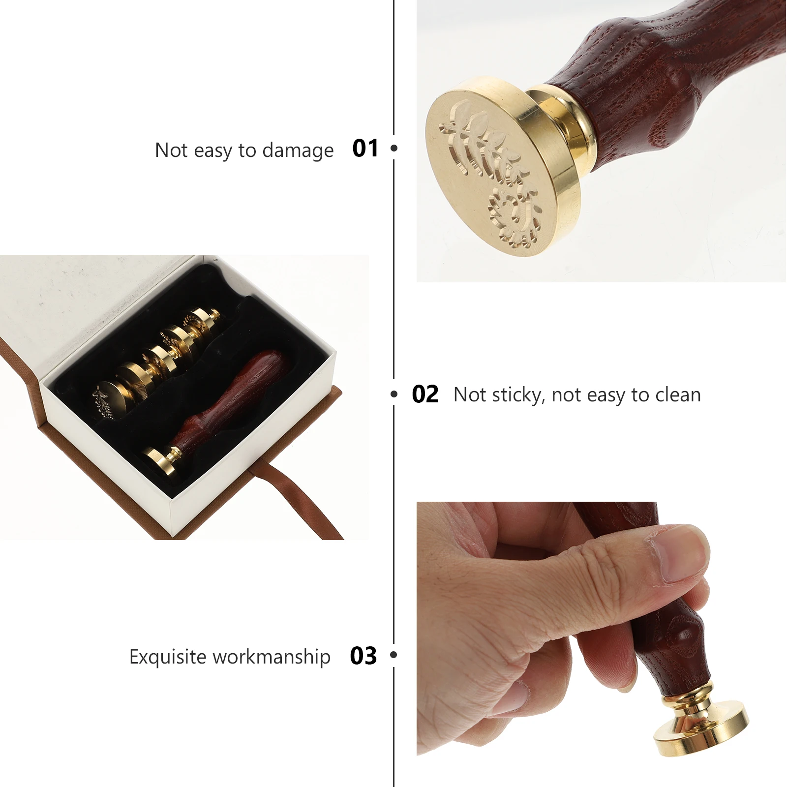

6pcs Seal Custom Stickers Copper Copper Seals Seals Wood H Retro Wooden Hilt Card Envelope Set