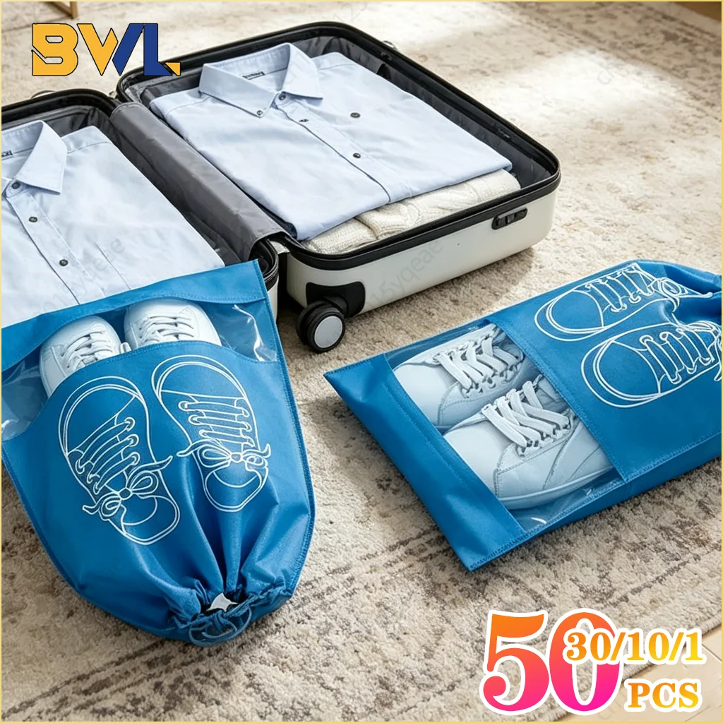 1-50PCS Shoes Storage Organizer Bags Non-Woven Shoe Dust Bags Portable Travel Shoe Bag Shoes Storage Packing Pouch Organizers