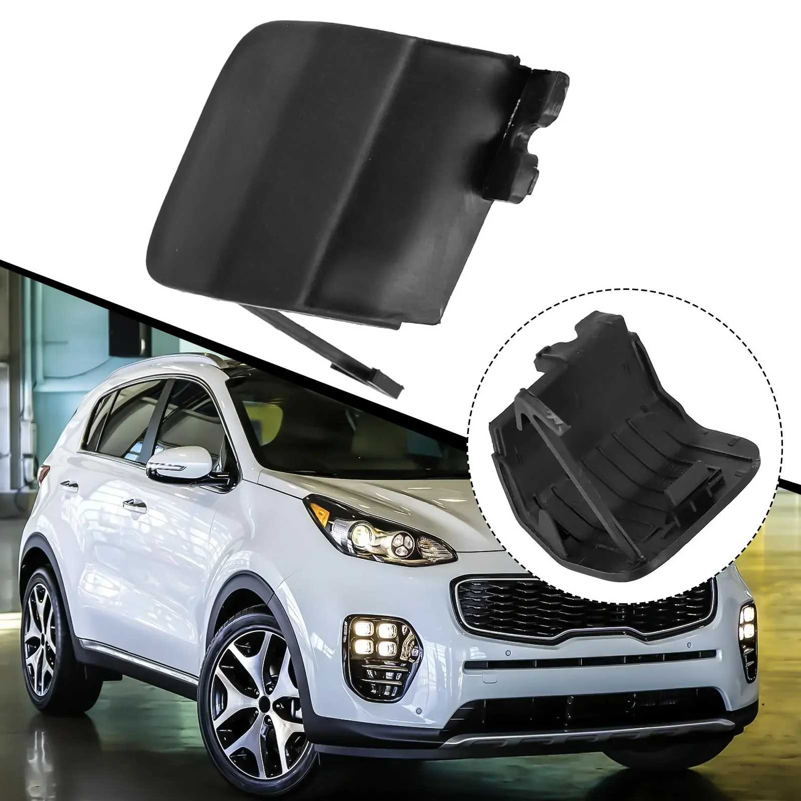 

Front Bumper Front Bumper Tow Hook Cap Cover Installation Black Direct Replacement Fitment Fits For Kia Sportage