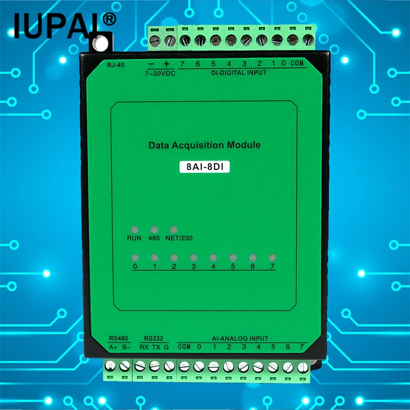 

8AI8DI Analog Input Channel Switch Acquisition Industrial Control Modbus RTU IO Module PLC Expansion Industrial Automation Modul